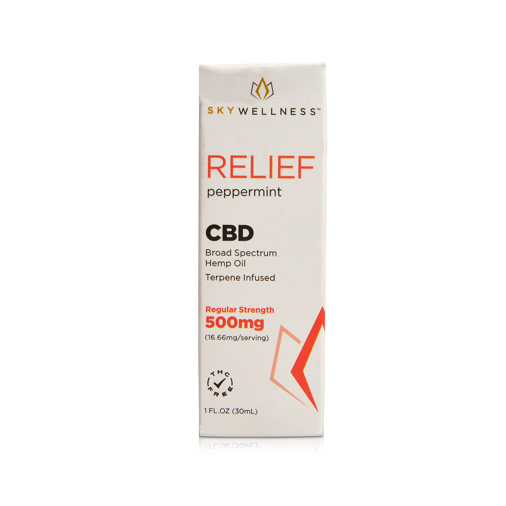 Peppermint Flavored C-B-D Relief Oil Drops 500 Milligrams